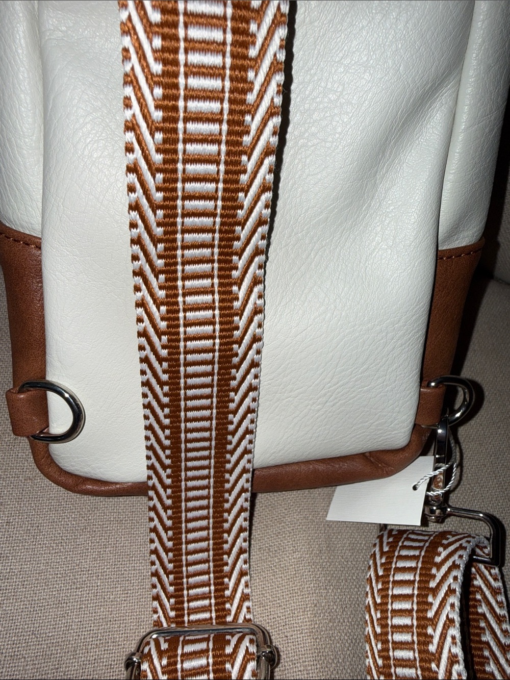 Cluci Cream and Brown Crossbody Sling Bag - Picture 9 of 13